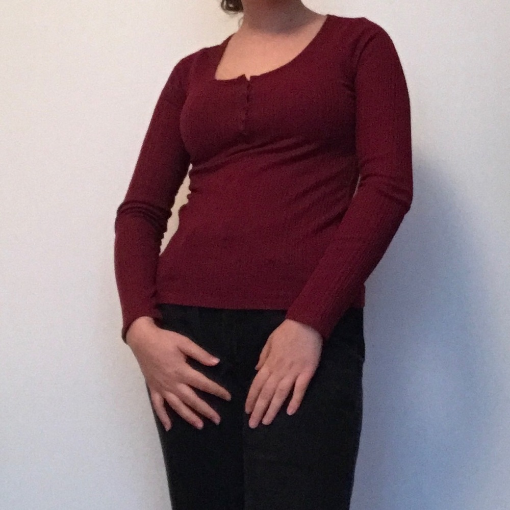 Hollister maroon long sleeve button shirt